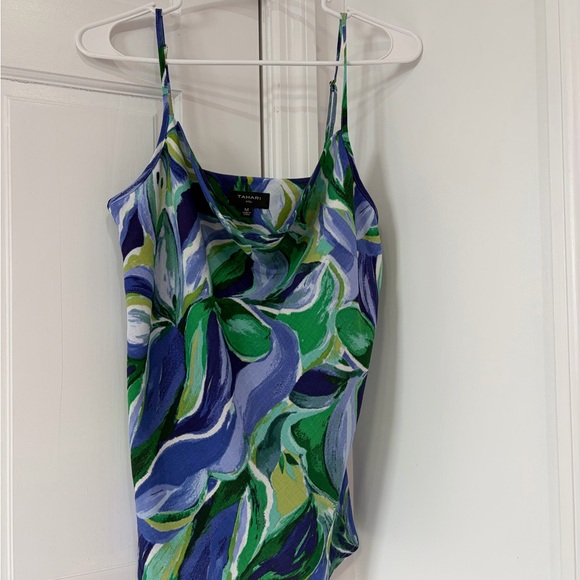 Tahari Tops - Tahari Blue & Green Abstract Cowl Neck Camisole